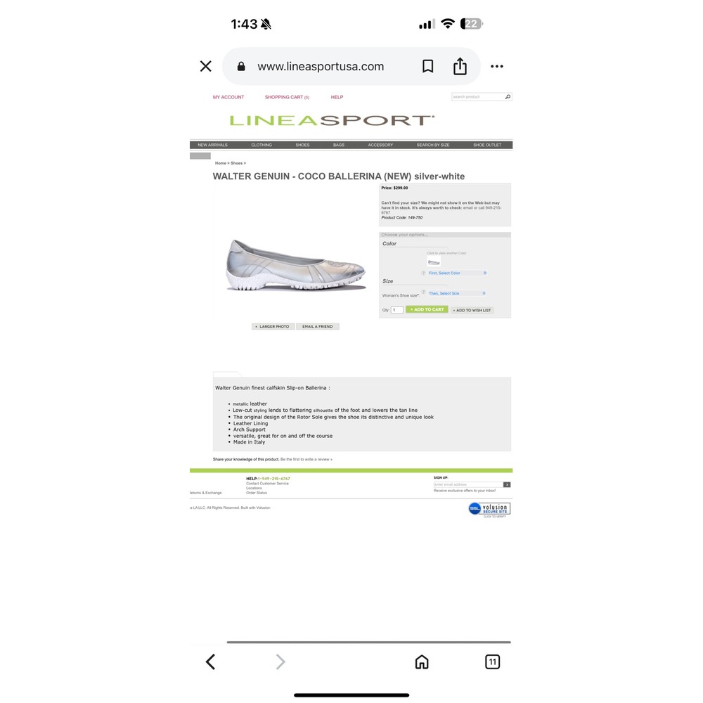 Walter Genuin COCO BALLERINA Leather Ballet Silver Metallic Flats Shoes Italy 10 - Picture 10 of 10